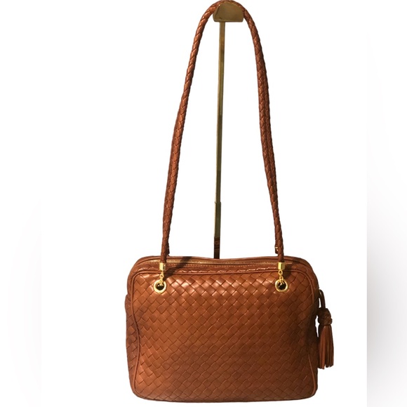 VINTAGE BOTTEGA VENETA Intrecciato Napa Shoulder Bag  Brown Gold HW - Picture 3 of 14